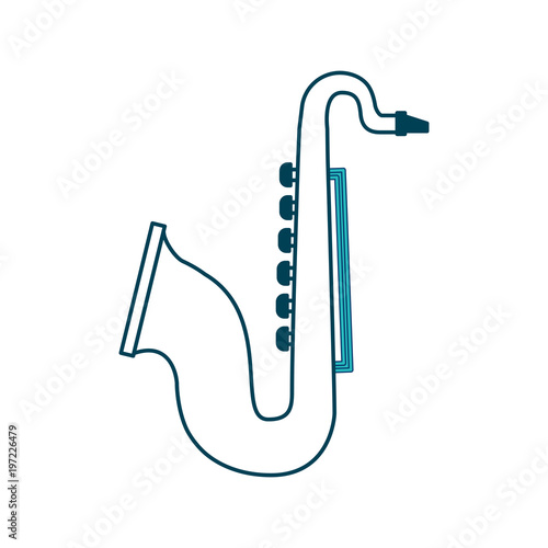saxophone instrument wind musical image vector illustration green design