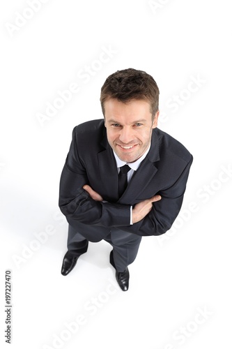 Bilde på lerret view from the top. successful businessman looking at the camera