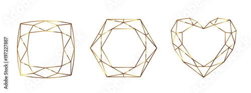 Set of Geometrical polyhedrons, frames with place for text. Modern abstract backgrounds in art deco style for design. Vector illustration.Eps10