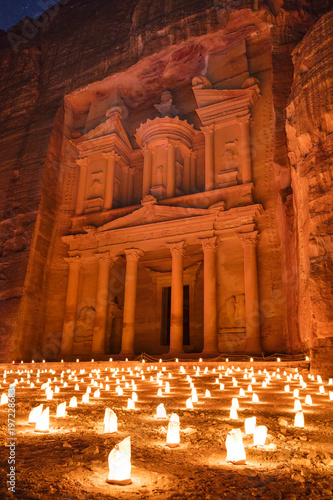 night lights in Petra in Jordan