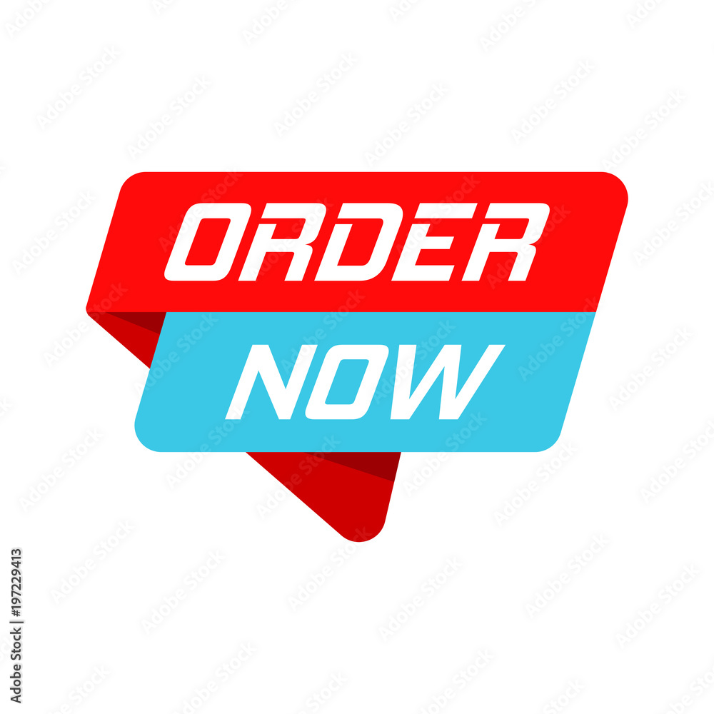 Order now banner badge icon. Vector illustration. Business concept order now pictogram. Order now banner badge icon. Vector illustration. Business concept order now pictogram.