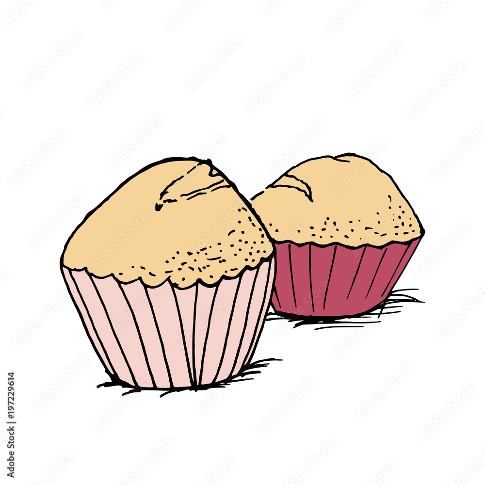 Cupcake icon in hand drawn style. Cupcake icon in hand drawn style.