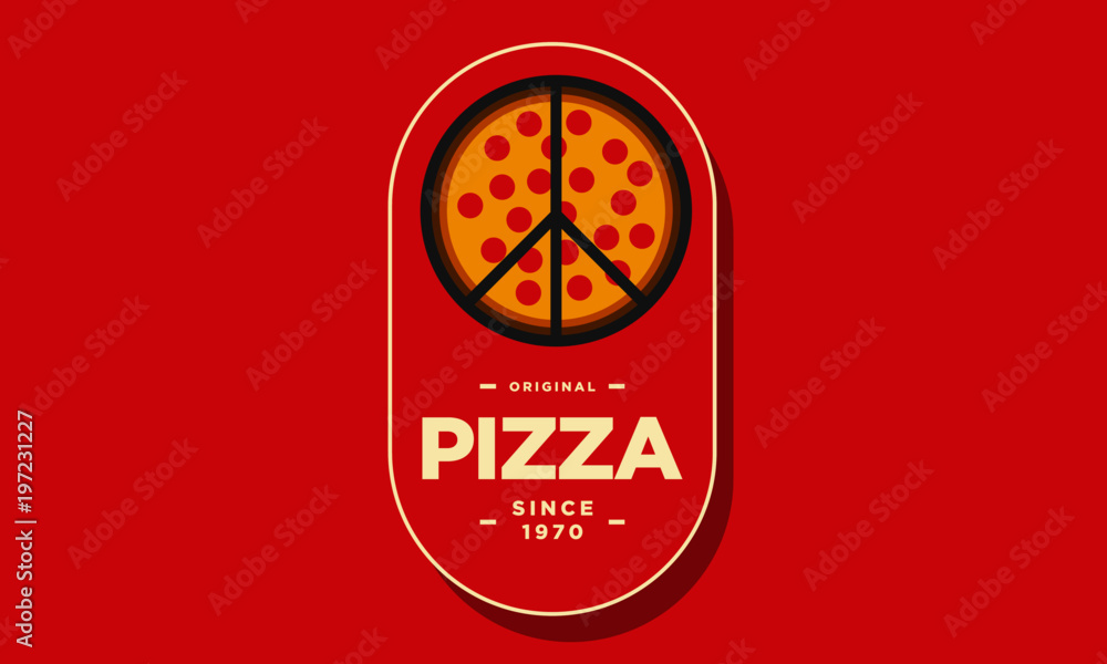 Pizza Lettering Logo Label Badge Sticker for Restaurant Pizzeria Cafe Vector Illustration