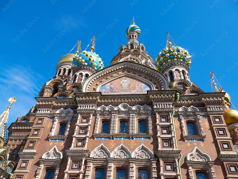 Church of Our Savior on the Spilled Blood close-up. Saint Petersburg, Russia