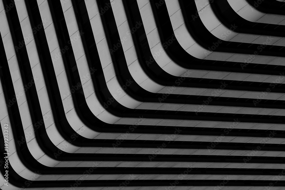simple architecture of modern building pattern - black and white - obrazy, fototapety, plakaty 