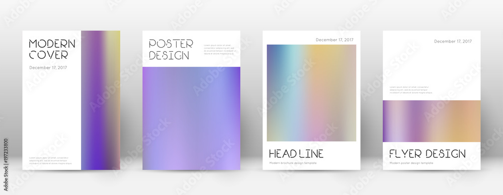 Flyer layout. Minimal trending template for Brochure, Annual Report, Magazine, Poster, Corporate Presentation, Portfolio, Flyer. Amusing color gradients cover page.