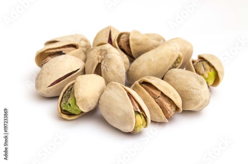 pistachio nuts on white background