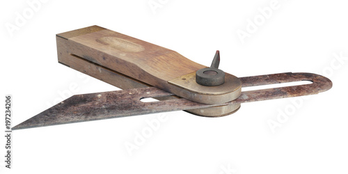 3D illustration of a Grungy Sliding Bevel Gauge, perspective view on a white background