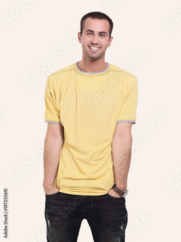 Young handsome guy posing casually isolated on white