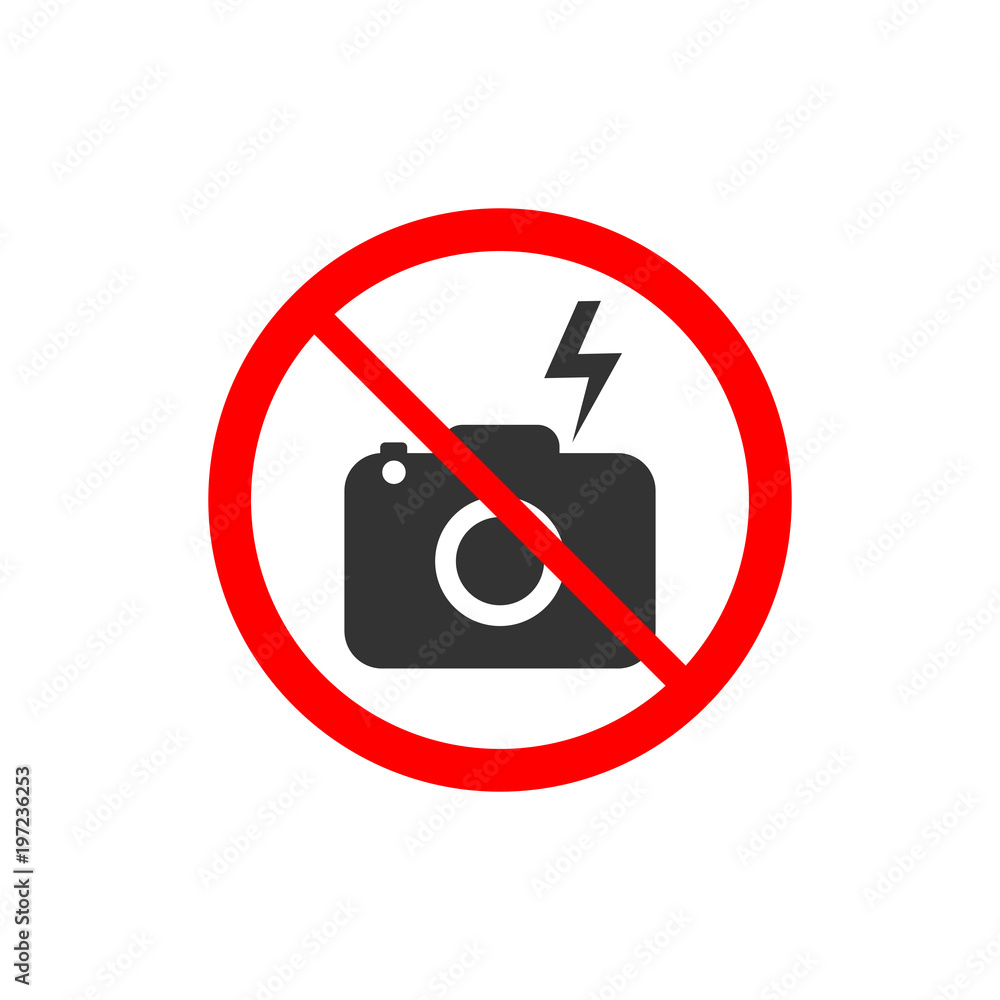No flash photography sign. Vector illustration. Flat design. No flash photography sign. Vector illustration. Flat design.
