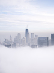Keuken achterwand Wit Chicago skyline mistige zonsopkomst  © Drone Dood