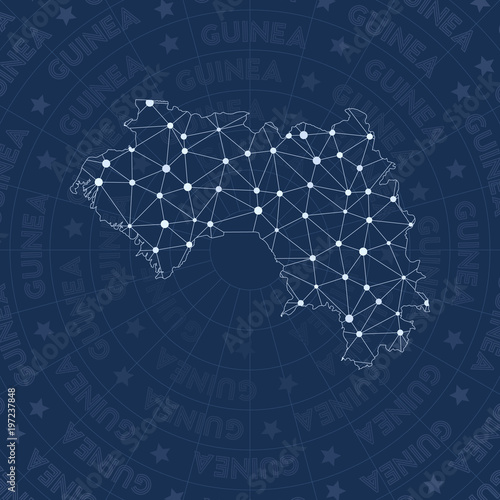 Guinea network, constellation style country map. Graceful space style, modern design. Guinea network map for infographics or presentation.