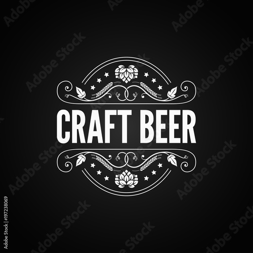 Beer vintage label. Craft beer logo on black background