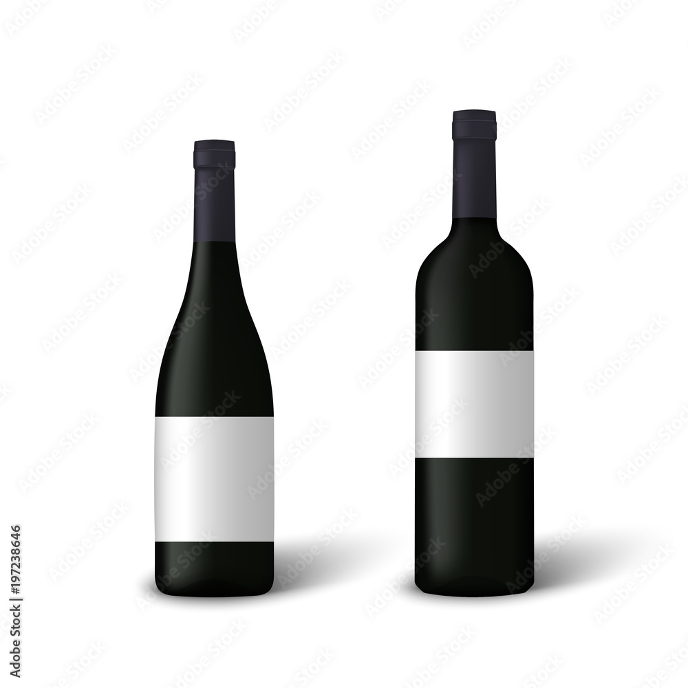 Realistic wine bottles isolated on white background. Vector illustration Realistic wine bottles isolated on white background. Vector illustration