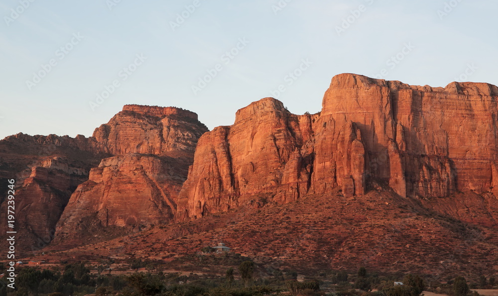 Fototapeta premium Landscape in Tigray province at sunrise, Ethiopia 