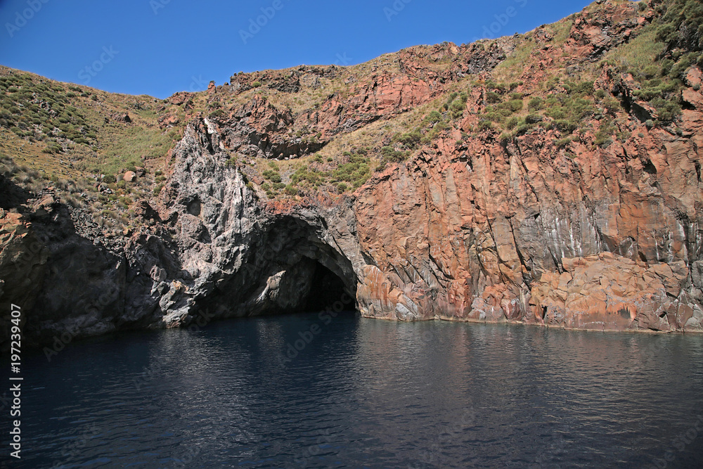 The Aeolian archipelago (UNESCO list), Italy. Picturesque cliffs of Lipari Island The Aeolian archipelago (UNESCO list), Italy. Picturesque cliffs of Lipari Island
