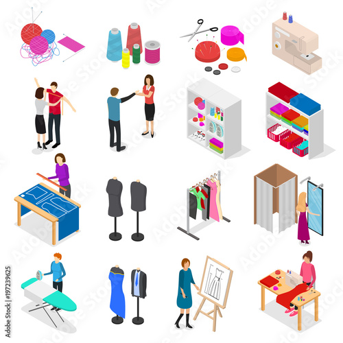 Atelier Studio Concept Set 3d Isometric View. Vector