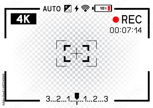4K video camera viewfinder transparent