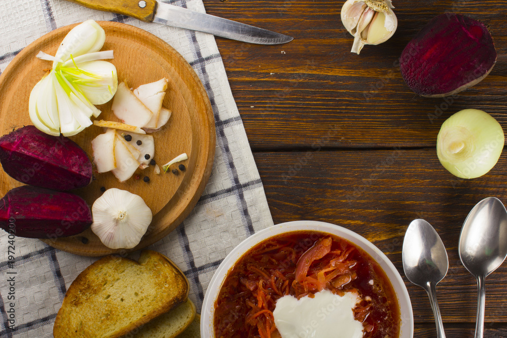 plate with a winter soup-borscht plate with a winter soup-borscht
