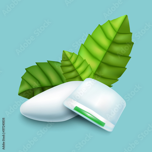 Realistic Detailed 3d Mints Gum. Vector