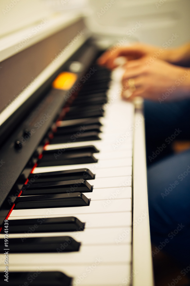 Fototapeta premium Artist playing the synthesizer keyboard