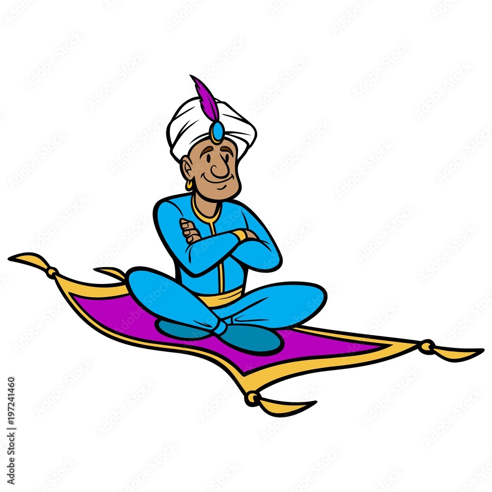 Magic Carpet Ride - A vector cartoon illustration of a man riding a Magic  Carpet. Stock Vector | Adobe Stock