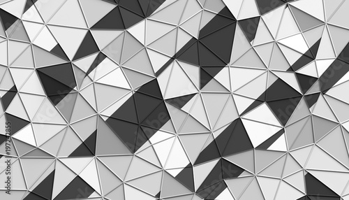 Abstract 3d rendering of triangulated surface. Modern background. Futuristic polygonal shape. Low poly minimalistic design for poster, cover, branding, banner, placard.