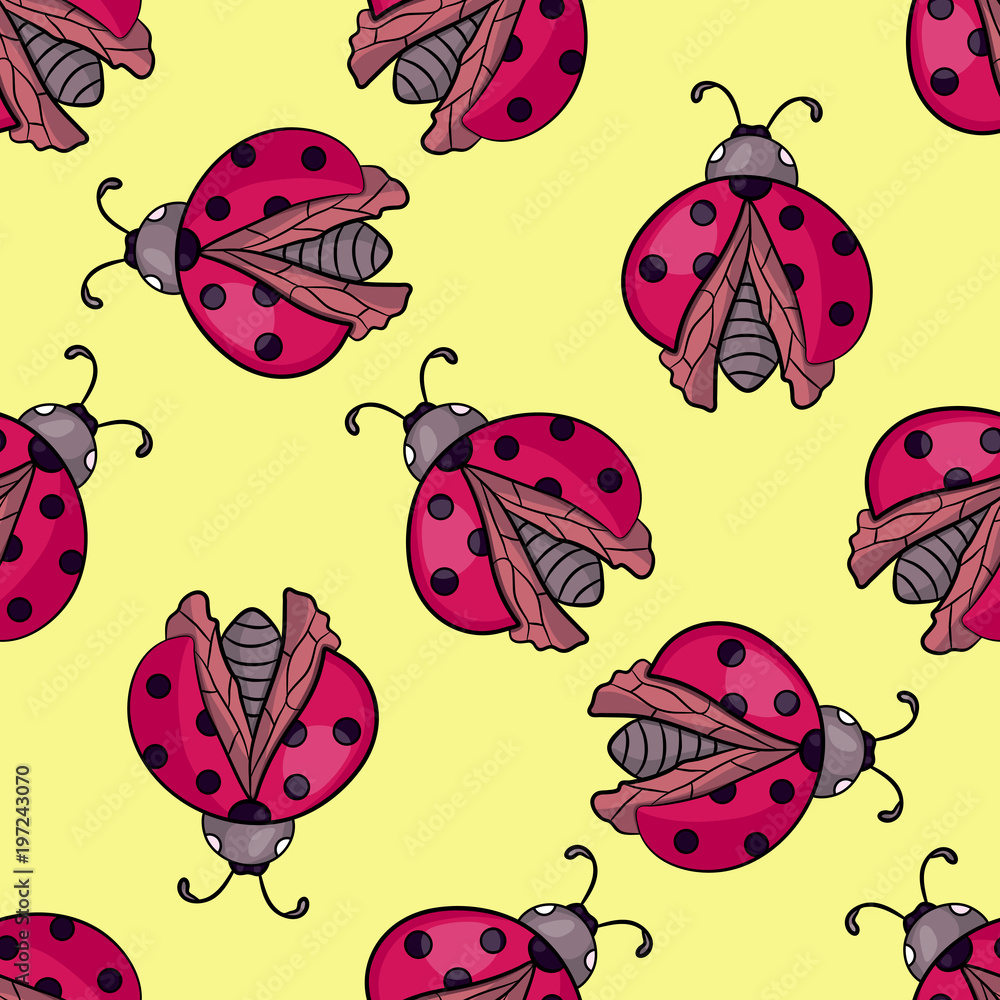 Cartoon ladybug. Red insect Cartoon ladybug. Red insect