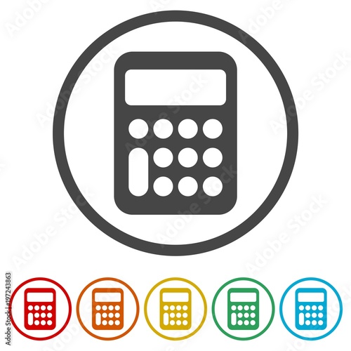 Calculator icon, vector illustration, 6 Colors Included