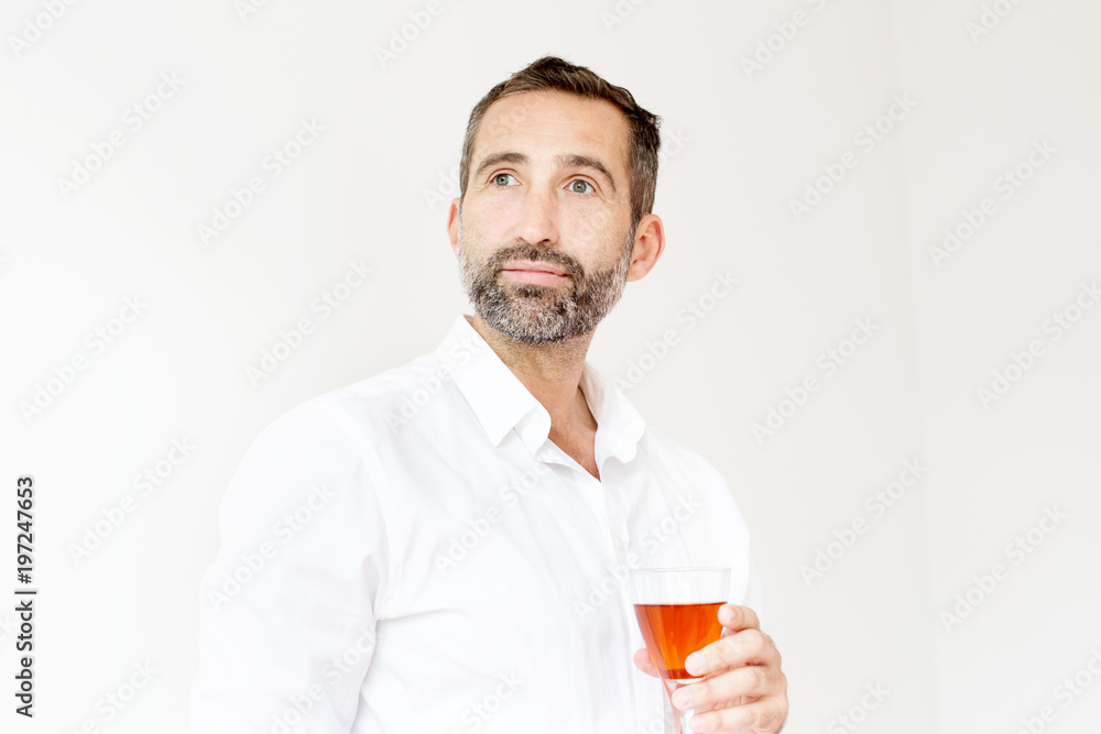 handsome bearded man with wine glass handsome bearded man with wine glass