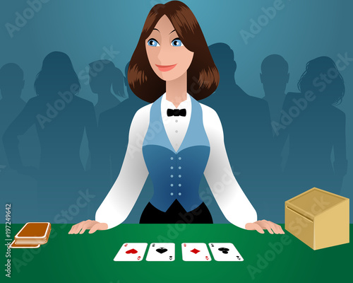 Female croupier in a casino