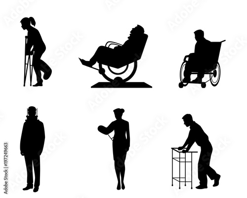 Silhouettes of sick people