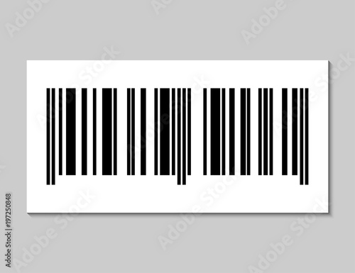 Barcode on white paper with shadow