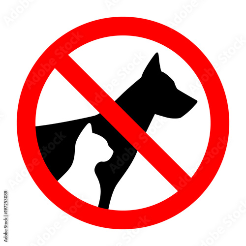 Prohibition sign stop pet dog and cat simple animals silhouette