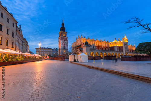 The Krakow Cloth Hall on the Main Square at night, Poland