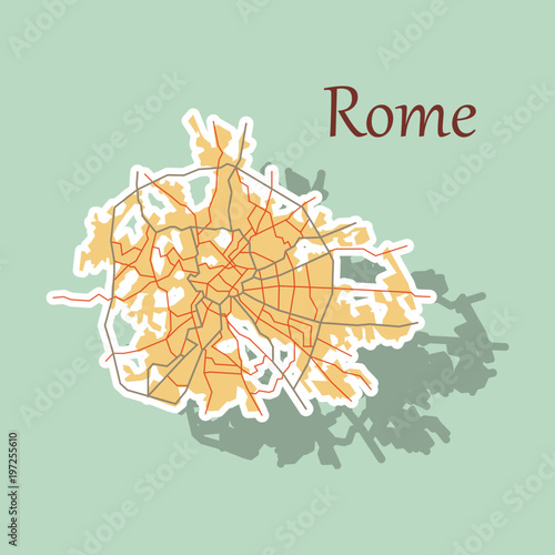 Sticker city map of Rome with well organized separated layers.