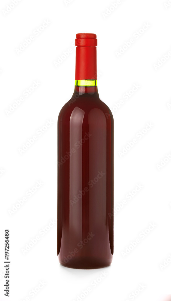 One full bottle of red wine isolated on white One full bottle of red wine isolated on white