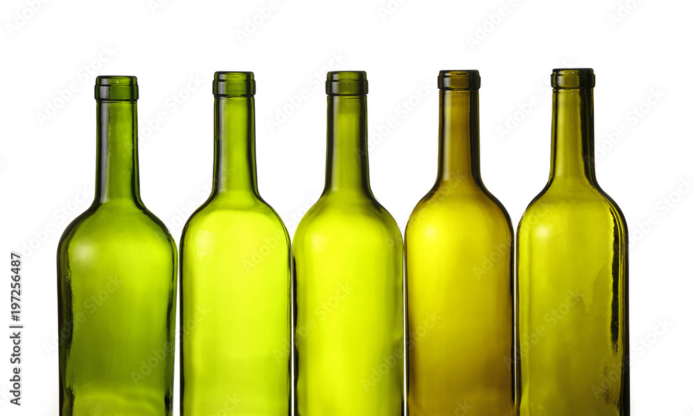 Empty green glass wine bottles isolated on white Empty green glass wine bottles isolated on white