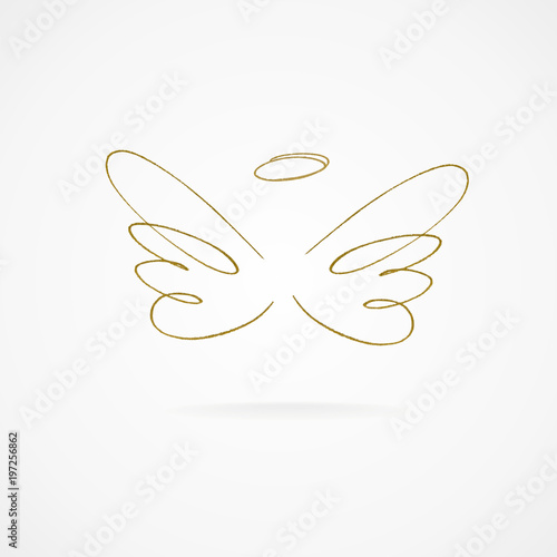 Vector illustration of big golden wings.