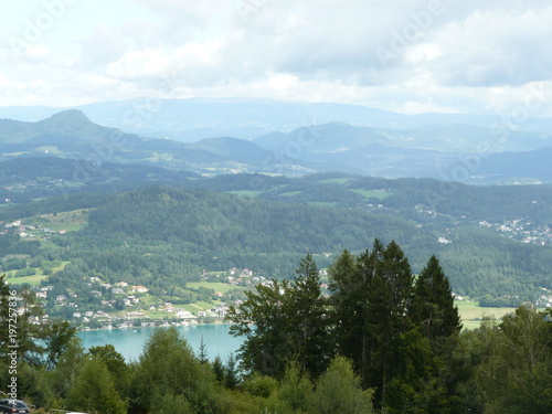 View of valley lake scenery Austria Summer 