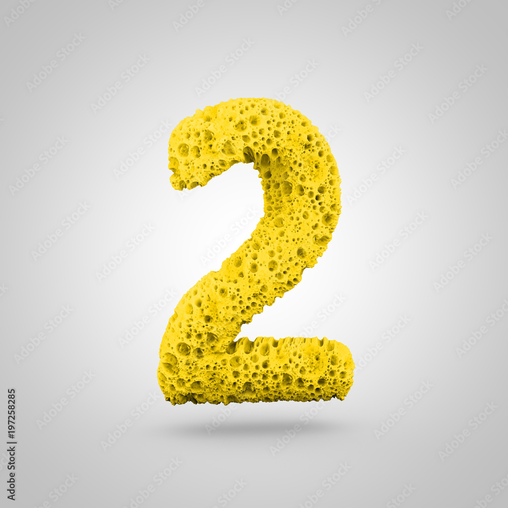 Yellow sponge number 2 isolated on white background. Yellow sponge number 2 isolated on white background.