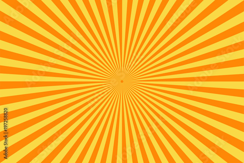 Retro comic book background. Vintage yellow sun rays. Pop art style. Vector