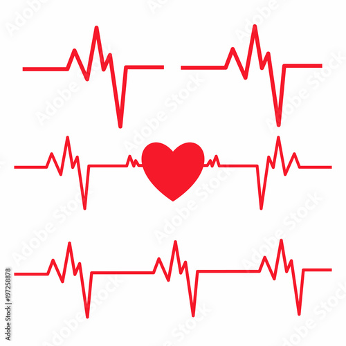 Heartbeat line isolated on white background. Heart Cardiogram icon. Vector