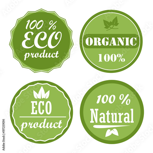 Set of healthy organic food labels and high quality product badges. Eco product and natural icons