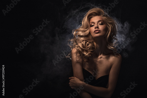 Beauty headshot of fashion blonde model