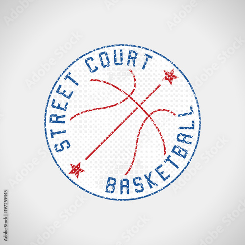 Basketball logo street court grunge emblem vector illustration