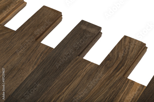 Oak old dark parquet on isolated image