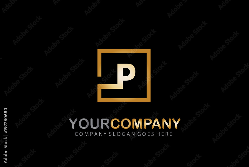 Fototapeta premium P Logo Design Golden Concept