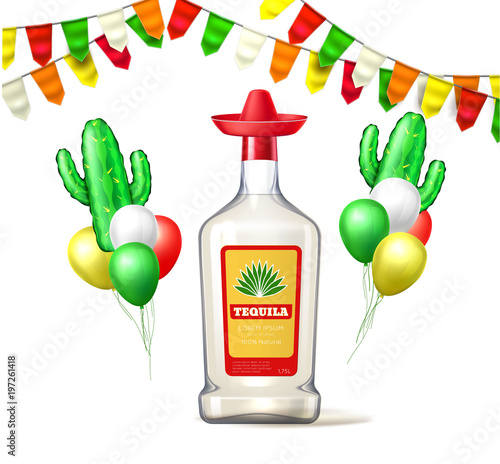 Vector cinco de mayo tequila bunting balloon