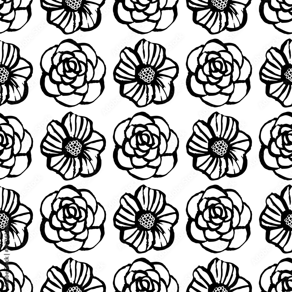 Botanical seamless pattern with flowers. Hand drawn design elements. Vector illustration. Botanical seamless pattern with flowers. Hand drawn design elements. Vector illustration.
